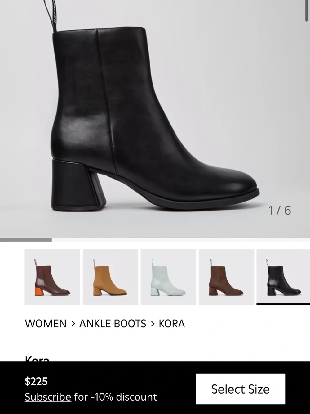 Camper Black Leather Mid-Heel Ankle Boots - Picture 6 of 6